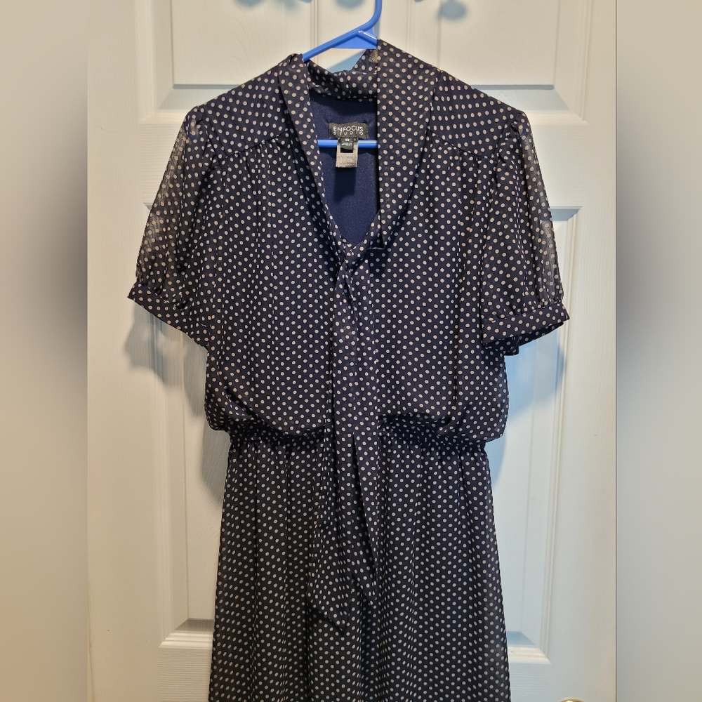 Enfocus Studio dark blue polka dot dress US 10 - Picture 7 of 8